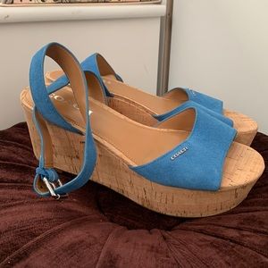 Coach wedge ankle strap sandals. Size 9